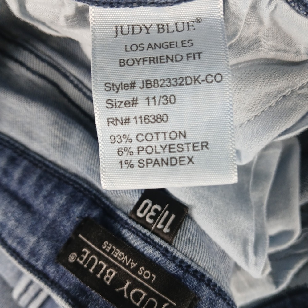 Judy Blue Jeans Womens 11 30 Blue Boyfriend Fit Distressed Ripped Stretch Denim - Picture 7 of 12